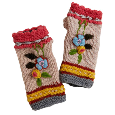 Hand-Knit Handwarmers: Sand