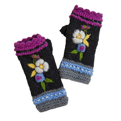 Hand-Knit Handwarmers: Charcoal