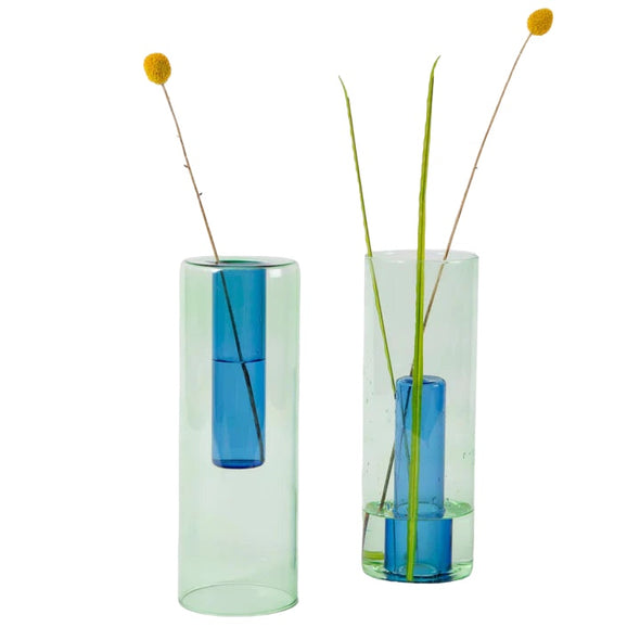 Large Reversible Vase: Green/Blue