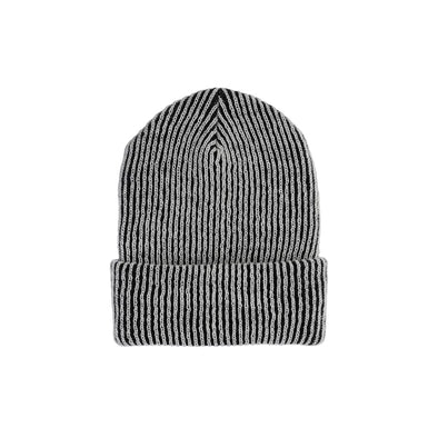 Rib Knit Hat: Black/ White