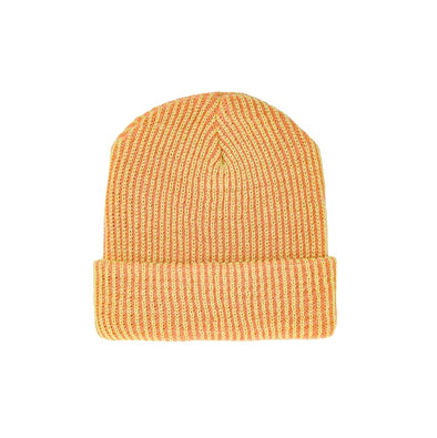 Rib Knit Hat: Peach/Lime