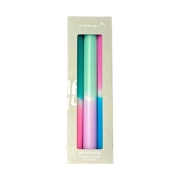 Dip Dye Neon Candle: Northern Lights