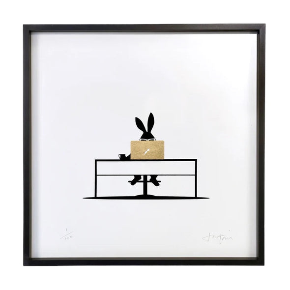 Print: Limited Edition Gold Working Rabbit
