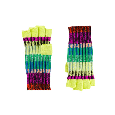 Mosaic Fingerless Gloves: Lime/Cobalt