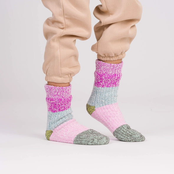 Color Band House Socks: Magenta Stone Blue