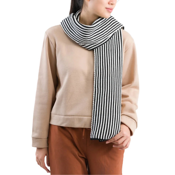 Pinstripe Big Scarf: Black/White