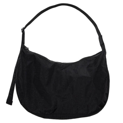 Large Nylon Crescent Bag: Black
