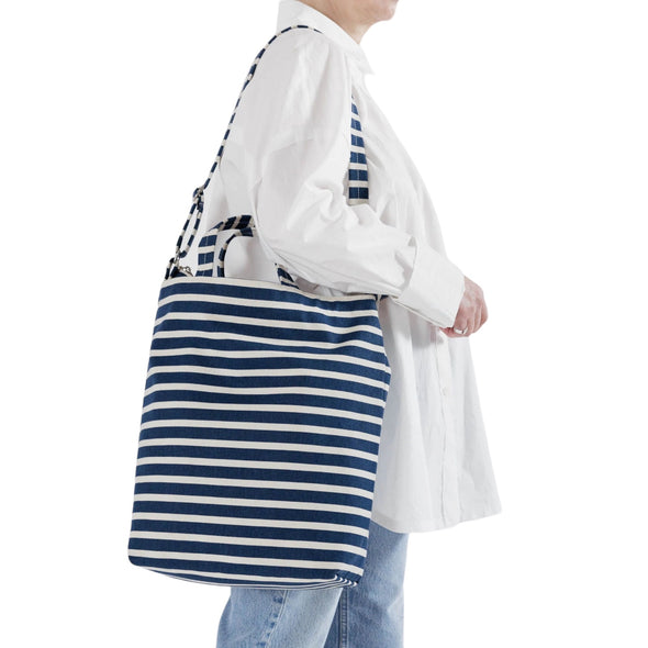 Zip Duck Bag: Navy Stripe