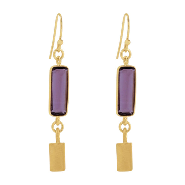 Earrings: Rectangle Amethyst with Tab