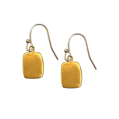 Earrings: Flat Rectangle Gold