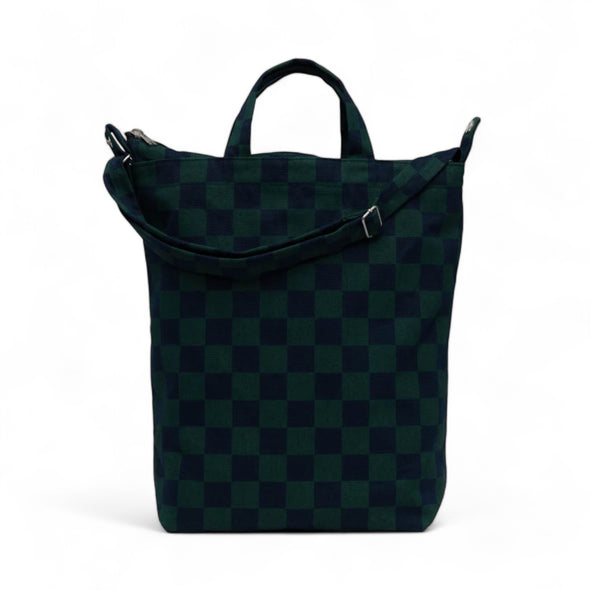 Zip Duck Bag: Navy Green Check