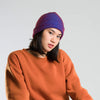 Rib Knit Hat: Ruby/Cobalt