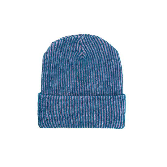 Rib Knit Beanie: Teal Lilac