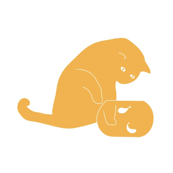 Cat Print- Yellow Goldfish
