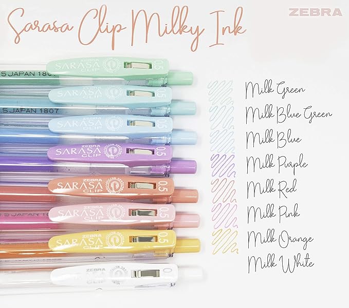 Zebra Sarasa Gel Pens: Milky Set of 8 – ICA Retail Store