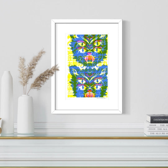 Risograph Print: Four Eyed Feline