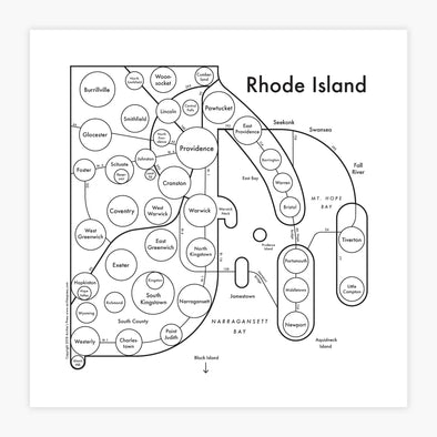 Letterpress Print: Rhode Island 8" x 8"