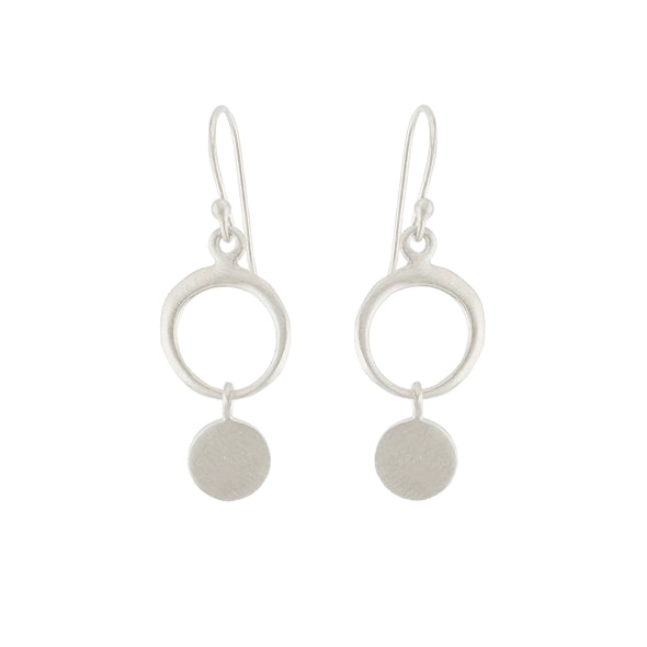 Earrings: Silver Circles with Charm