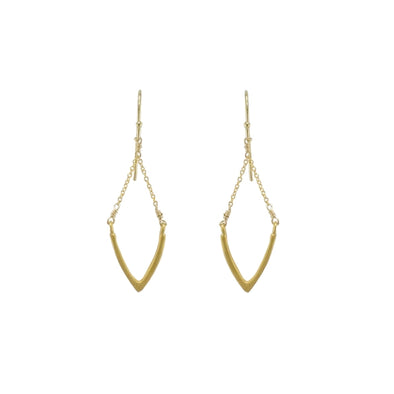 Earrings: Small Gold V On Chain