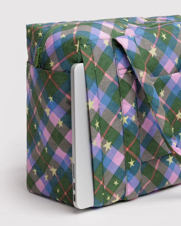 Small Cloud Carry-On: Green Star Plaid