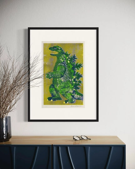 Risograph Print: Godzilla King of Monsters Green/Lavender