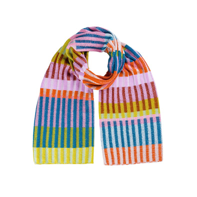 Mosaic Stripe Knit Scarf: Rust Lilac