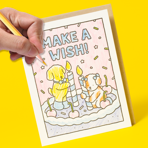 Coloring Card: Birthday Wish