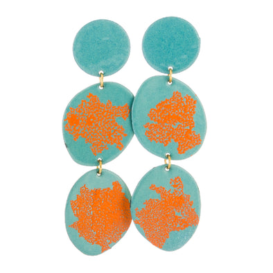 Earrings: Three Pebbles Coral Celeste