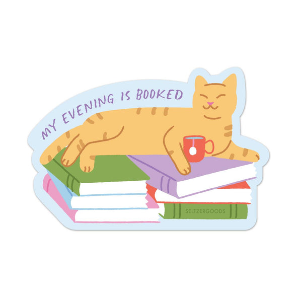 Sticker: Evening Booked Cat