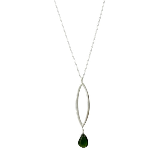 Necklace: Silver Leaf with Chrome Diopside