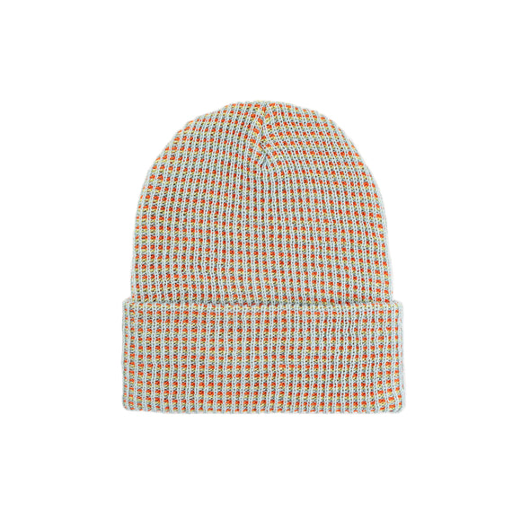 Grid Knit Beanie: Stone Blue
