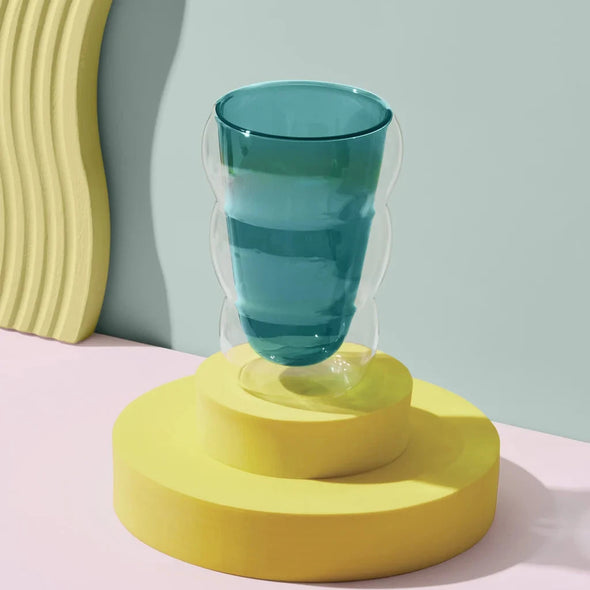 Double Wall Wavy Cup- Teal