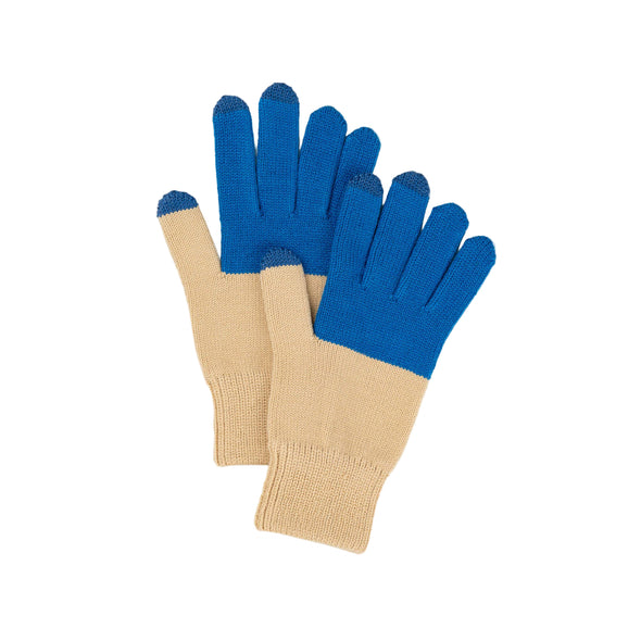 Colorblock Knit Touchscreen Gloves: Cobalt Sand