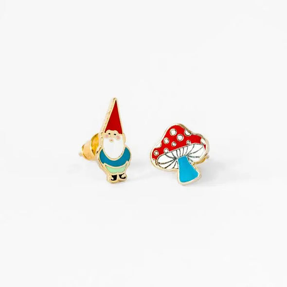 Earrings: Gnome and Mushroom