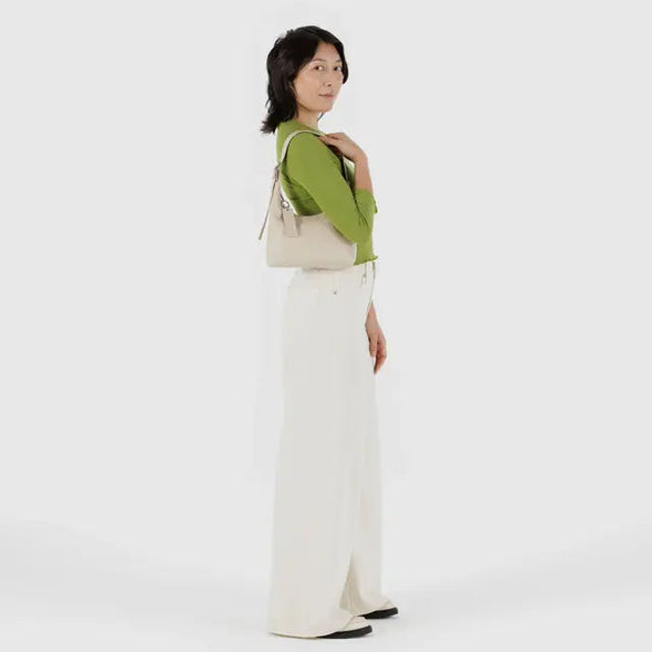 Mini Recycled Leather Shoulder Bag: Stone