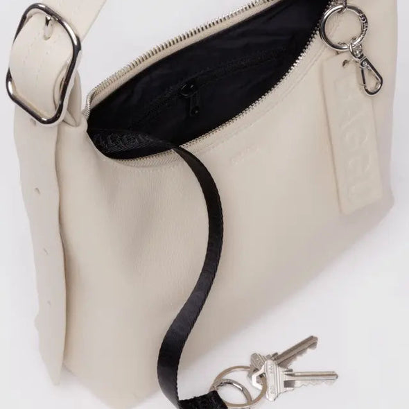 Mini Recycled Leather Shoulder Bag: Stone