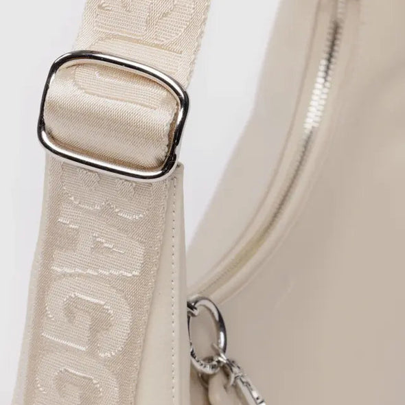 Small Recycled Leather Shoulder Bag: Stone