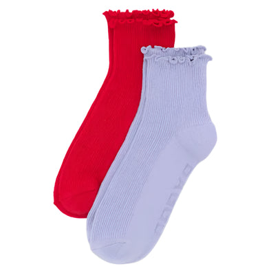 Lettuce Edge Socks Set of 2: Lavender + Red