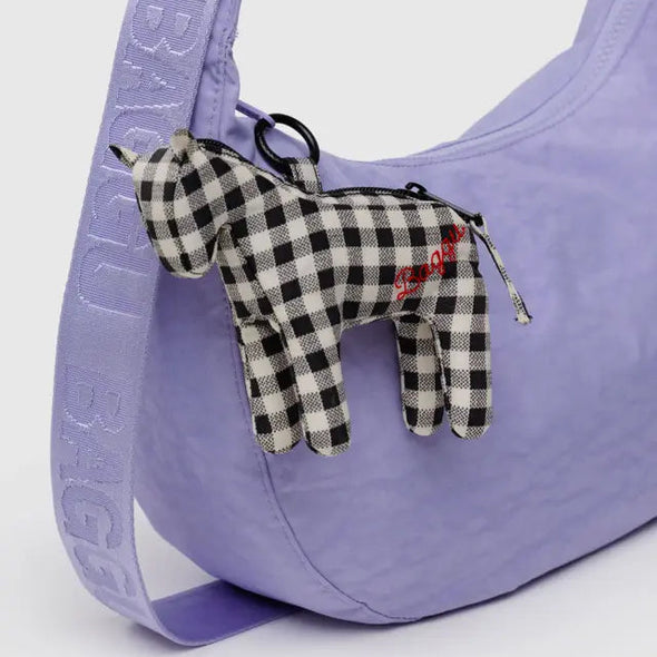 Horse Bag Charm: Black & White Gingham