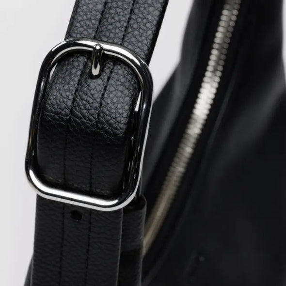 Mini Recycled Leather Shoulder Bag: Black
