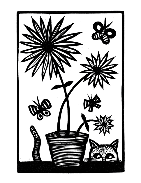 Print: Kitty With Plants