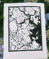 Print: Boston Map Wood Cut