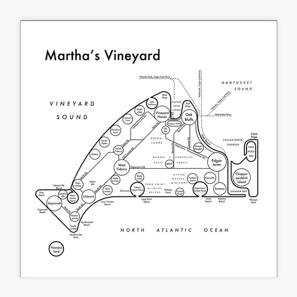 Letterpress Print: Martha's Vineyard 8"x 8"