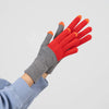 Colorblock Knit Touchscreen Gloves: Red Grey