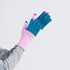 Colorblock Knit Touchscreen Gloves: Teal Lilac