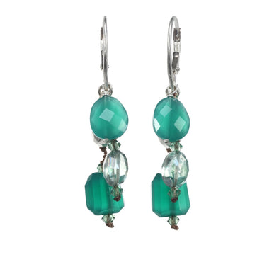 Earrings: Faceted Green Onyx