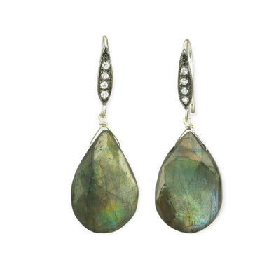 Earrings: Faceted Labradorite Teardrop
