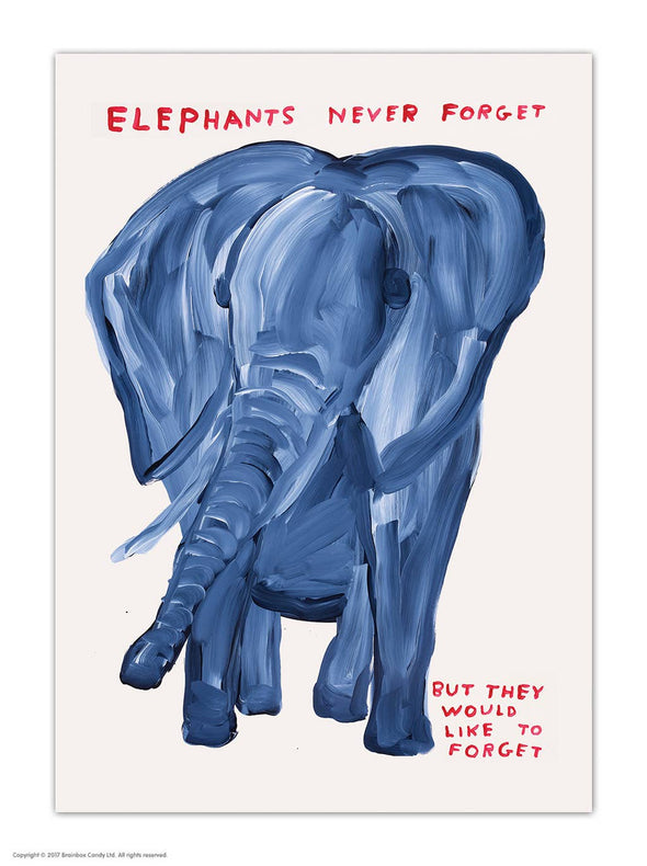 Shrigley Postcard: Elephants Never Forget