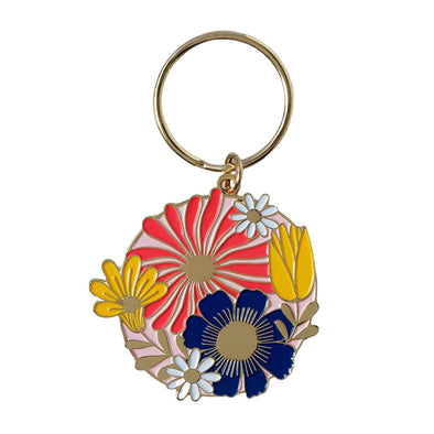 Enamel Keychain: Cottage Floral
