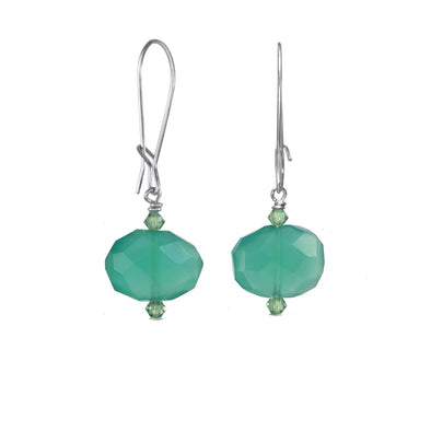 Earrings: Flat Faceted Green Onyx